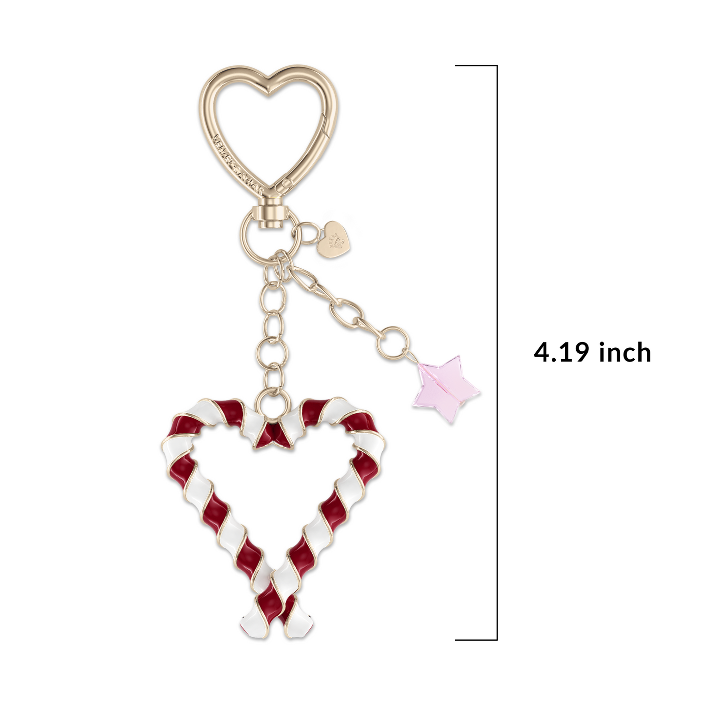 Candy Cane Heart Bag Charm