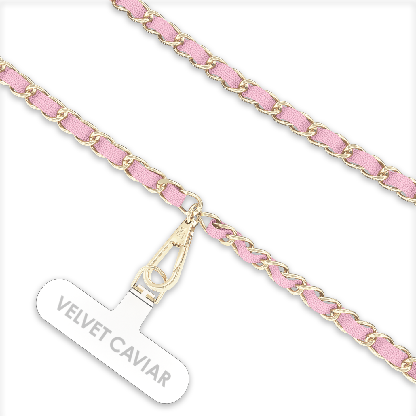 Pink Leather Chain Phone Crossbody Strap