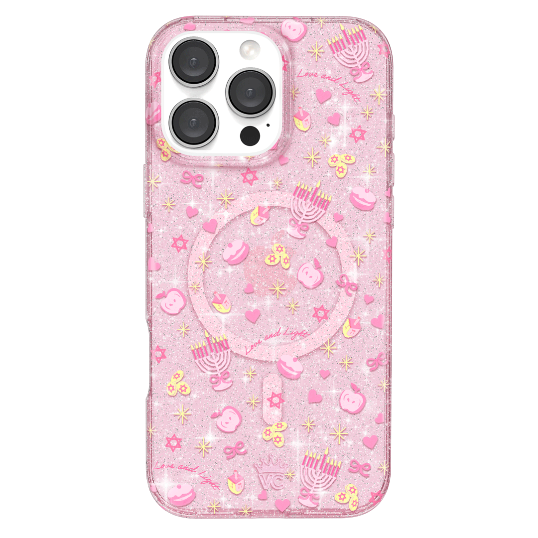Pink Hanukkah Glitter iPhone Case