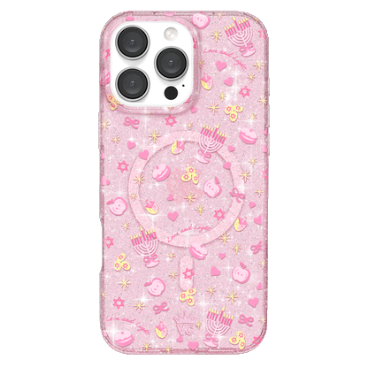 Pink Hanukkah Glitter iPhone Case