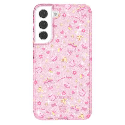 Pink Hanukkah Glitter Samsung Case