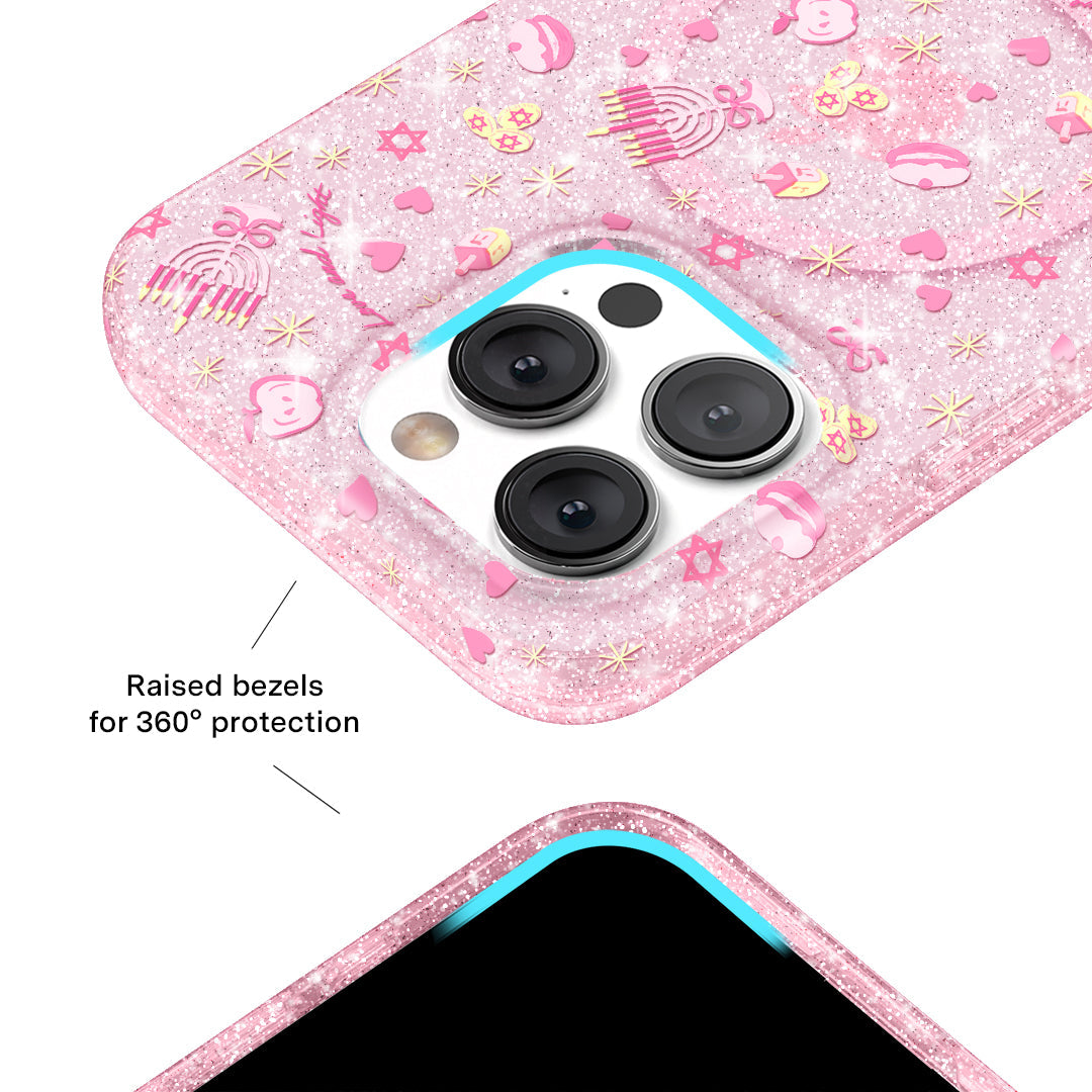 Pink Hanukkah Glitter iPhone Case