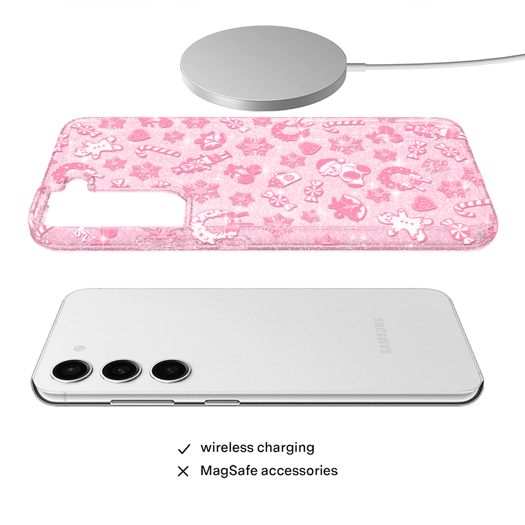 Pink Christmas Glitter Samsung Case