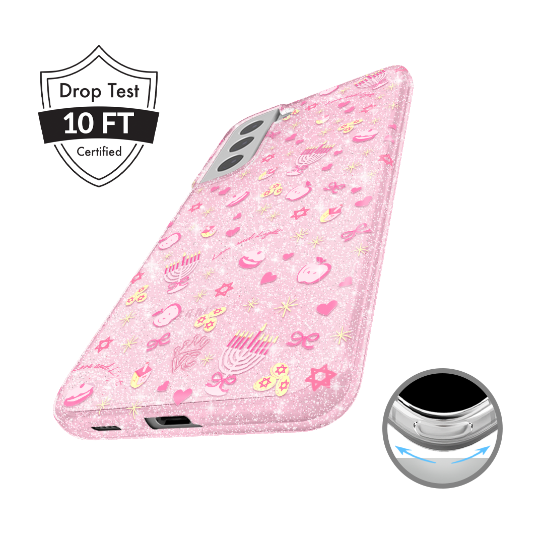Pink Hanukkah Glitter Samsung Case