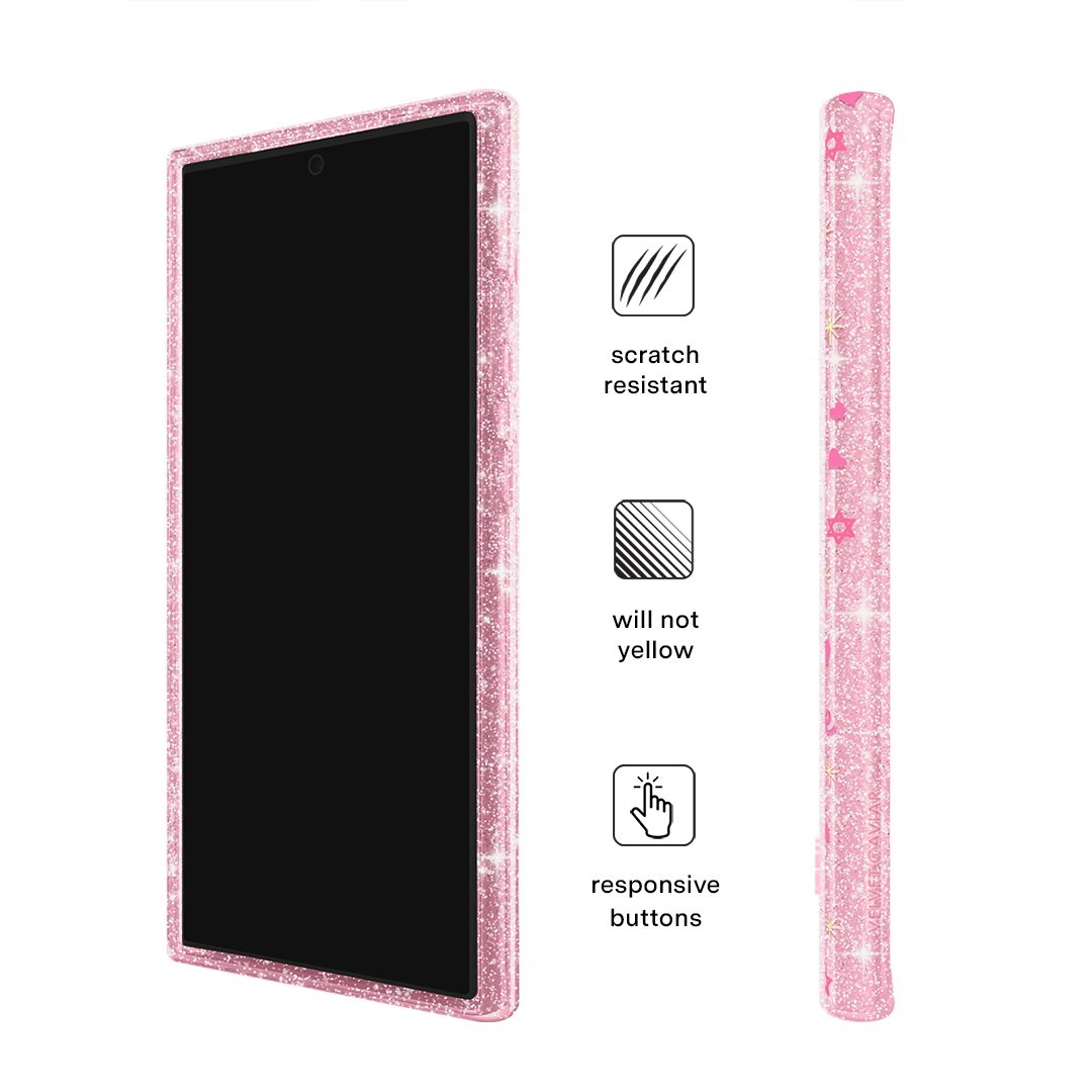 Pink Hanukkah Glitter Samsung Case