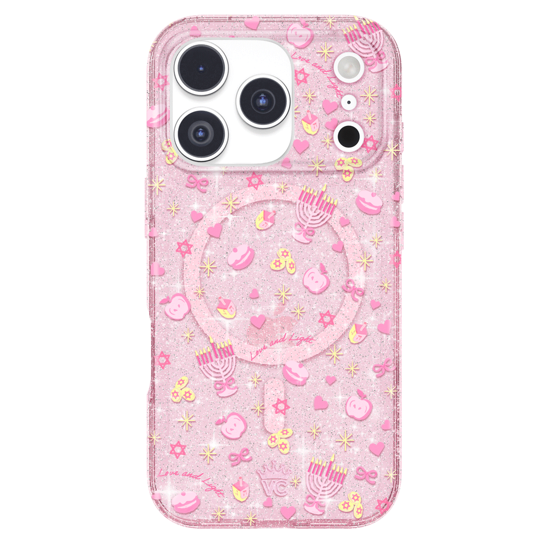 Pink Hanukkah Glitter iPhone Case