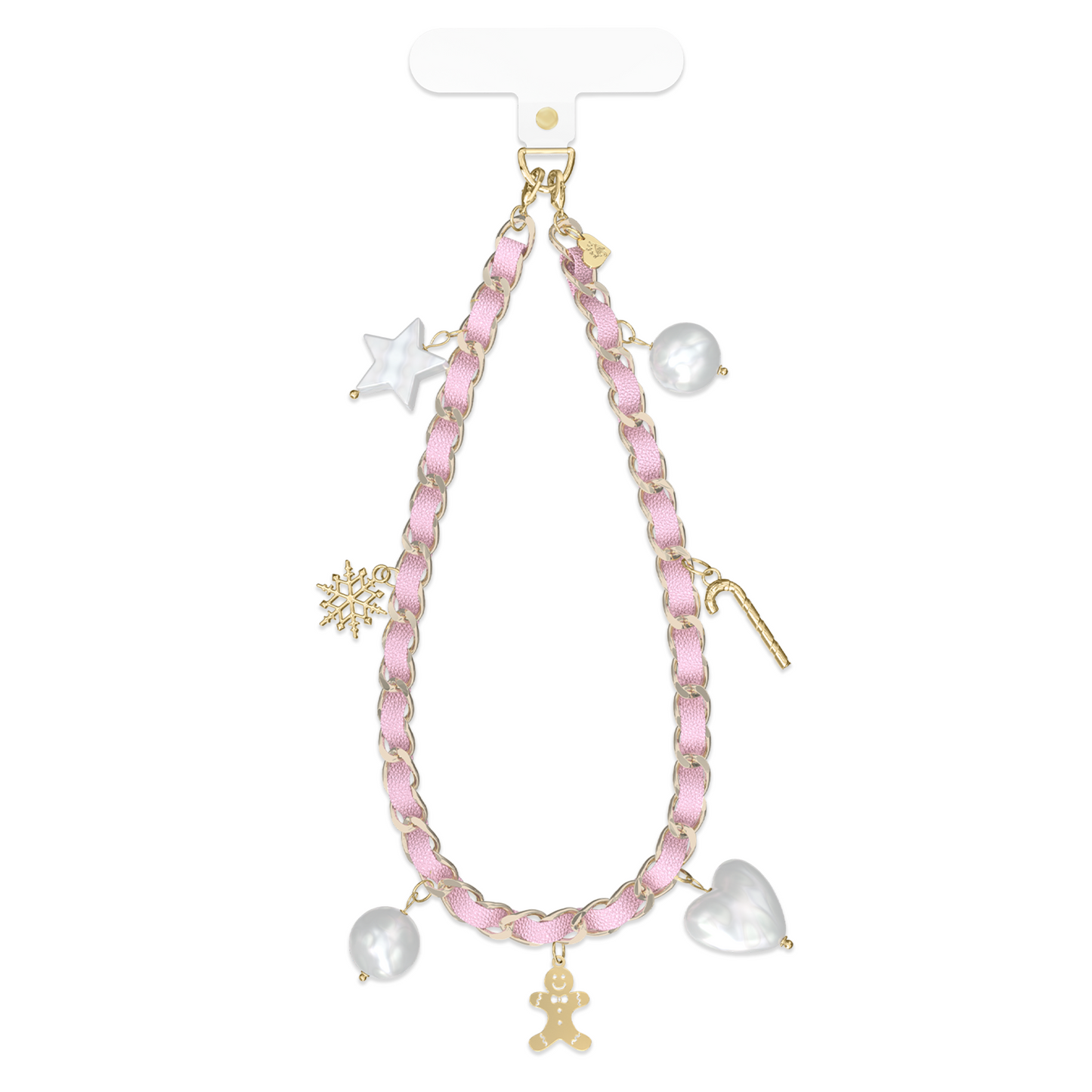 Pink Holiday Leather Chain Phone Charm