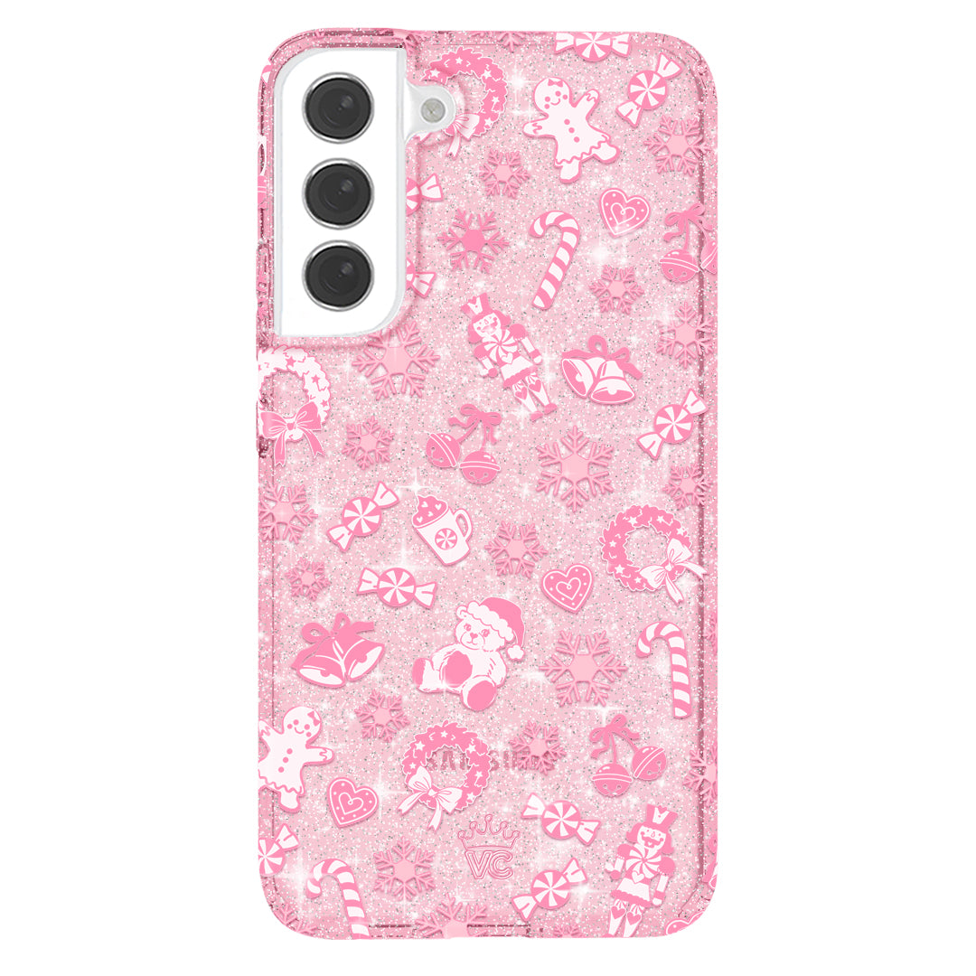 Pink Christmas Glitter Samsung Case