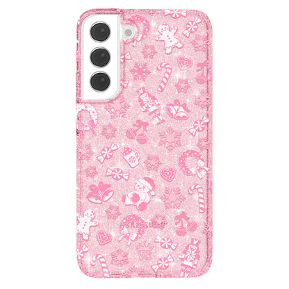 Pink Christmas Glitter Samsung Case