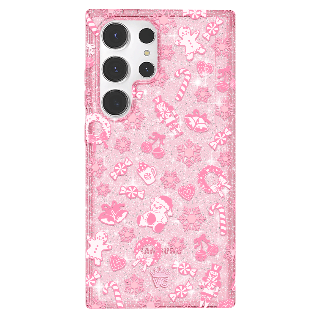 Pink Christmas Glitter Samsung Case