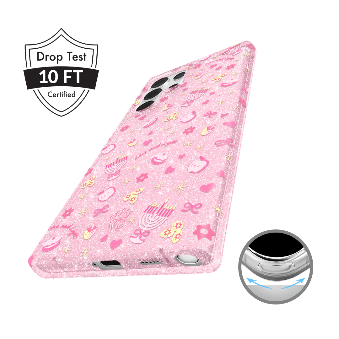 Pink Hanukkah Glitter Samsung Case