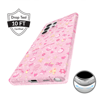 Pink Hanukkah Glitter Samsung Case