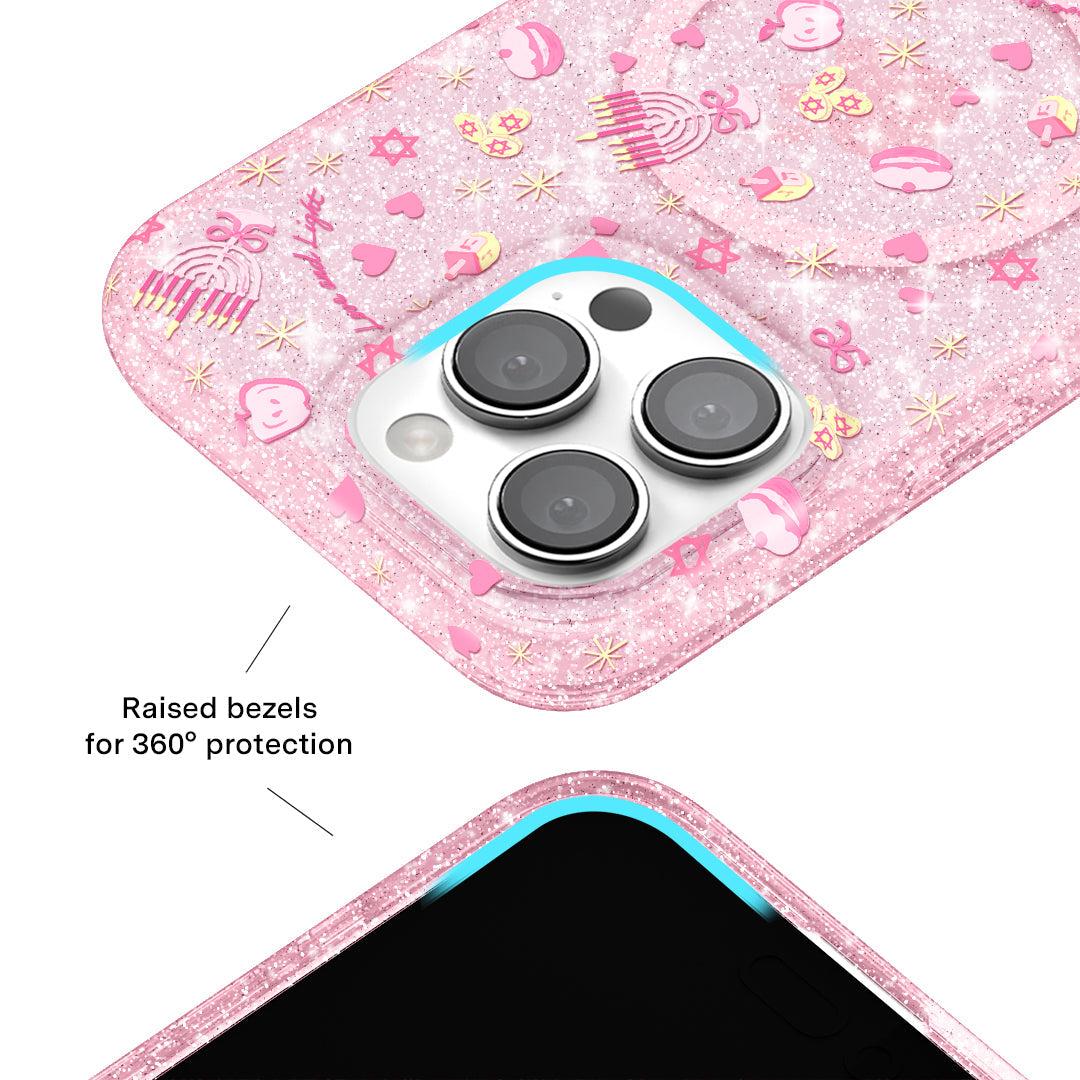 Pink Hanukkah Glitter iPhone Case