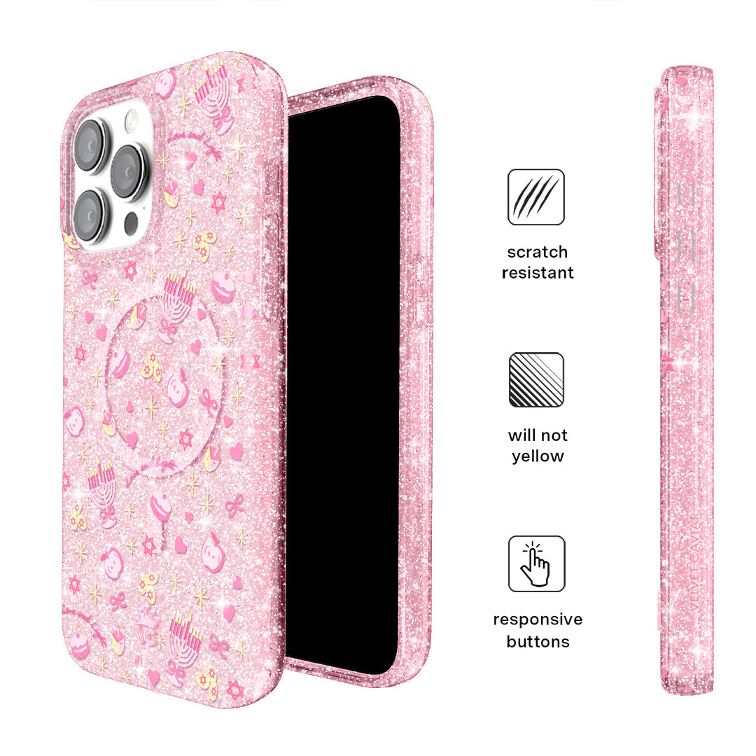Pink Hanukkah Glitter iPhone Case