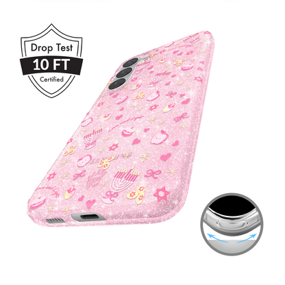 Pink Hanukkah Glitter Samsung Case