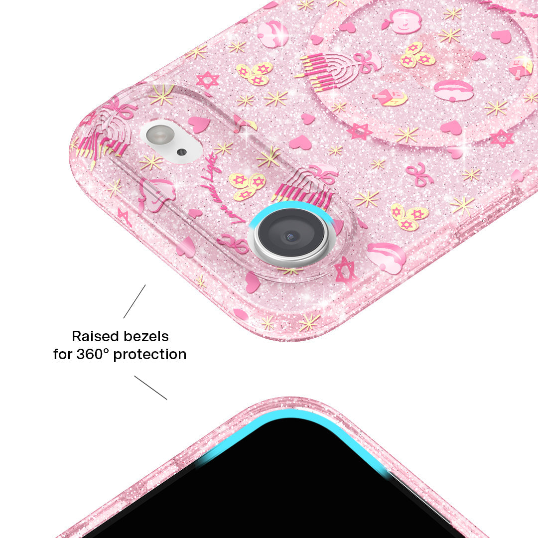 Pink Hanukkah Glitter iPhone Case