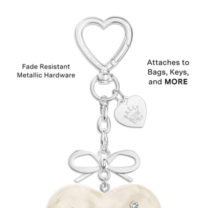 Cream Crystal Heart Bag Charm