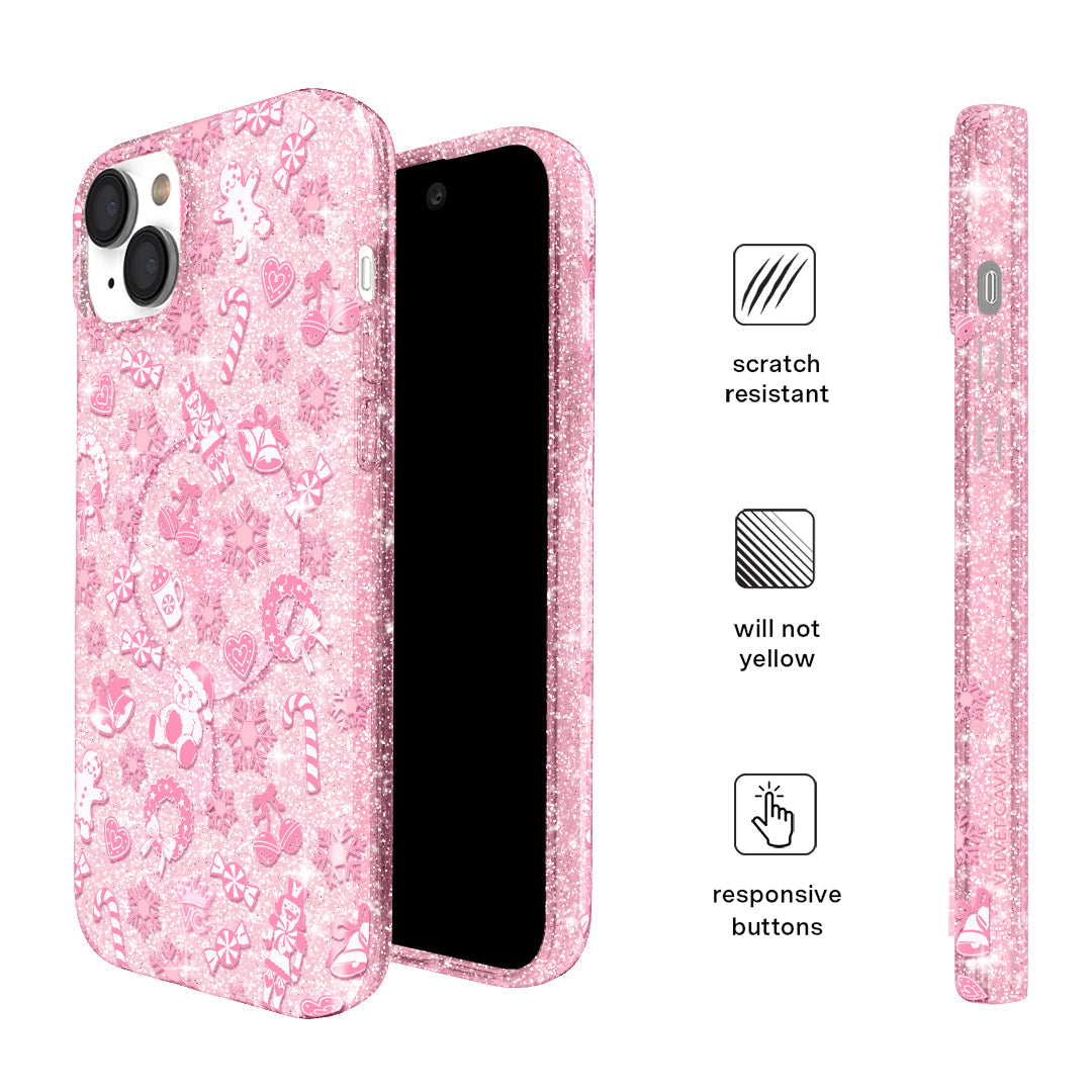 Pink Christmas Glitter iPhone Case