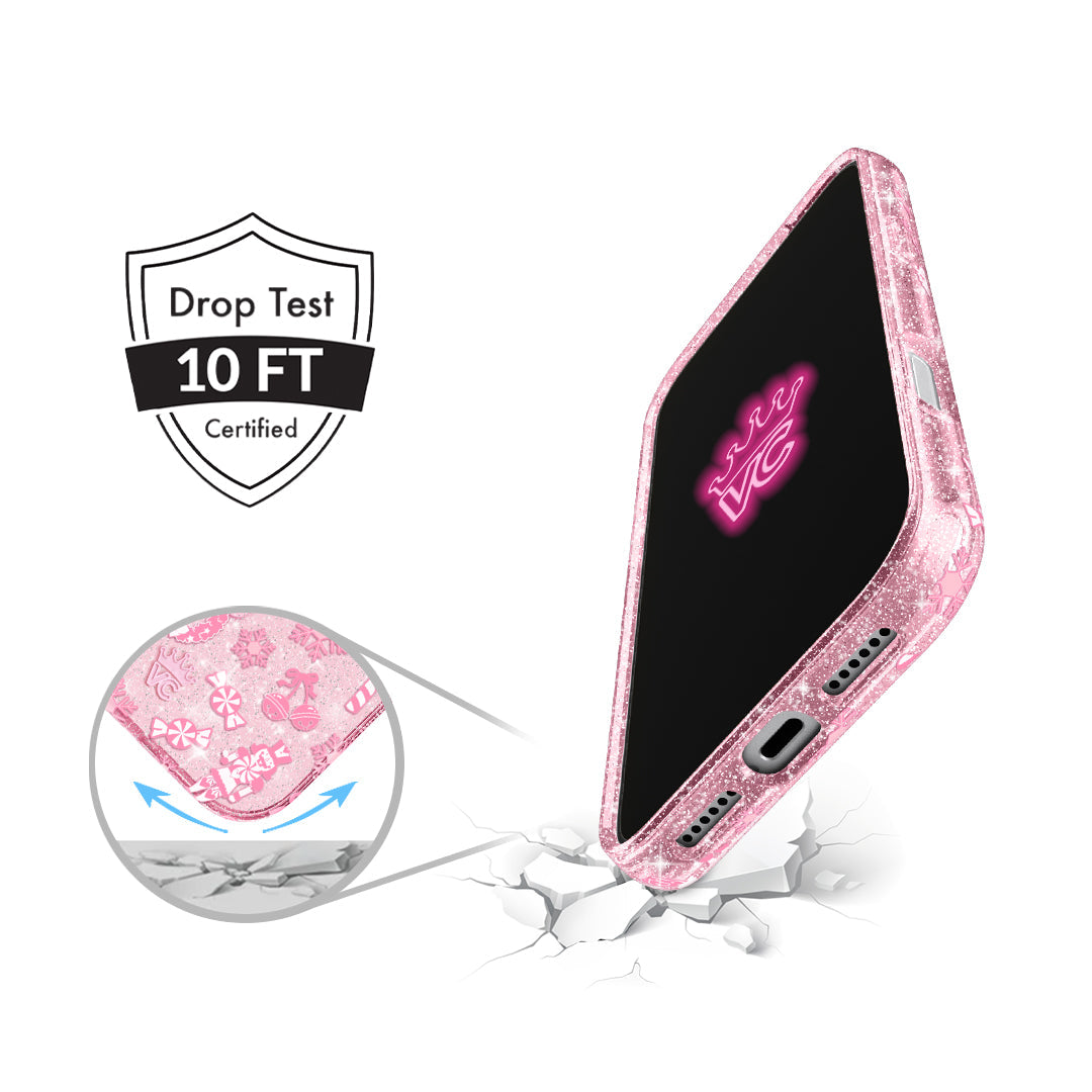 Pink Christmas Glitter iPhone Case