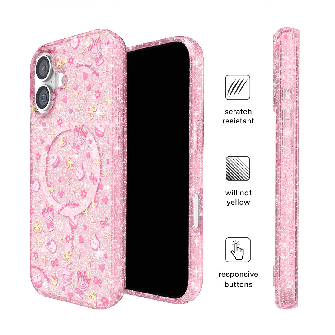 Pink Hanukkah Glitter iPhone Case