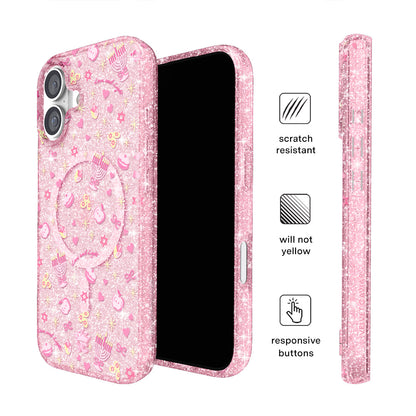 Pink Hanukkah Glitter iPhone Case