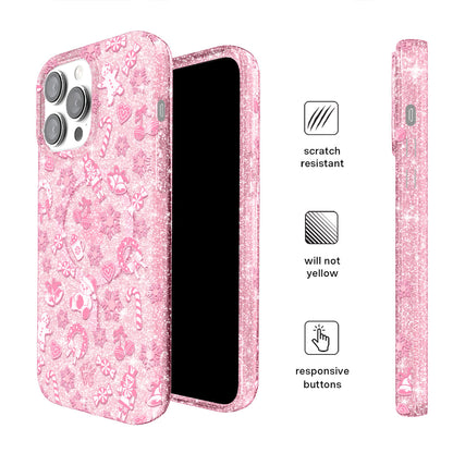Pink Christmas Glitter iPhone Case