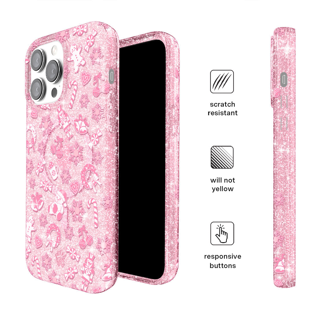 Pink Christmas Glitter iPhone Case