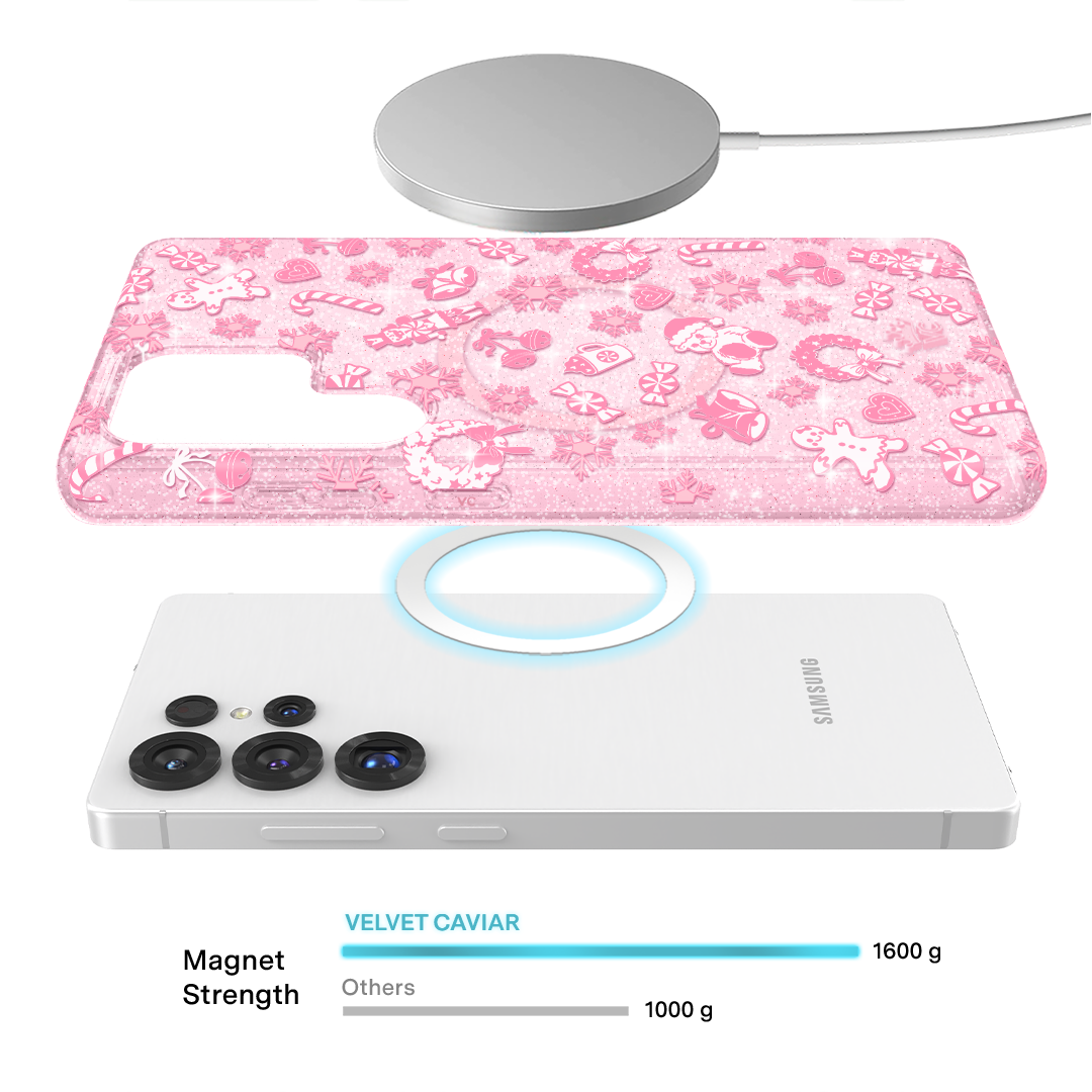 Pink Christmas Glitter Samsung Case