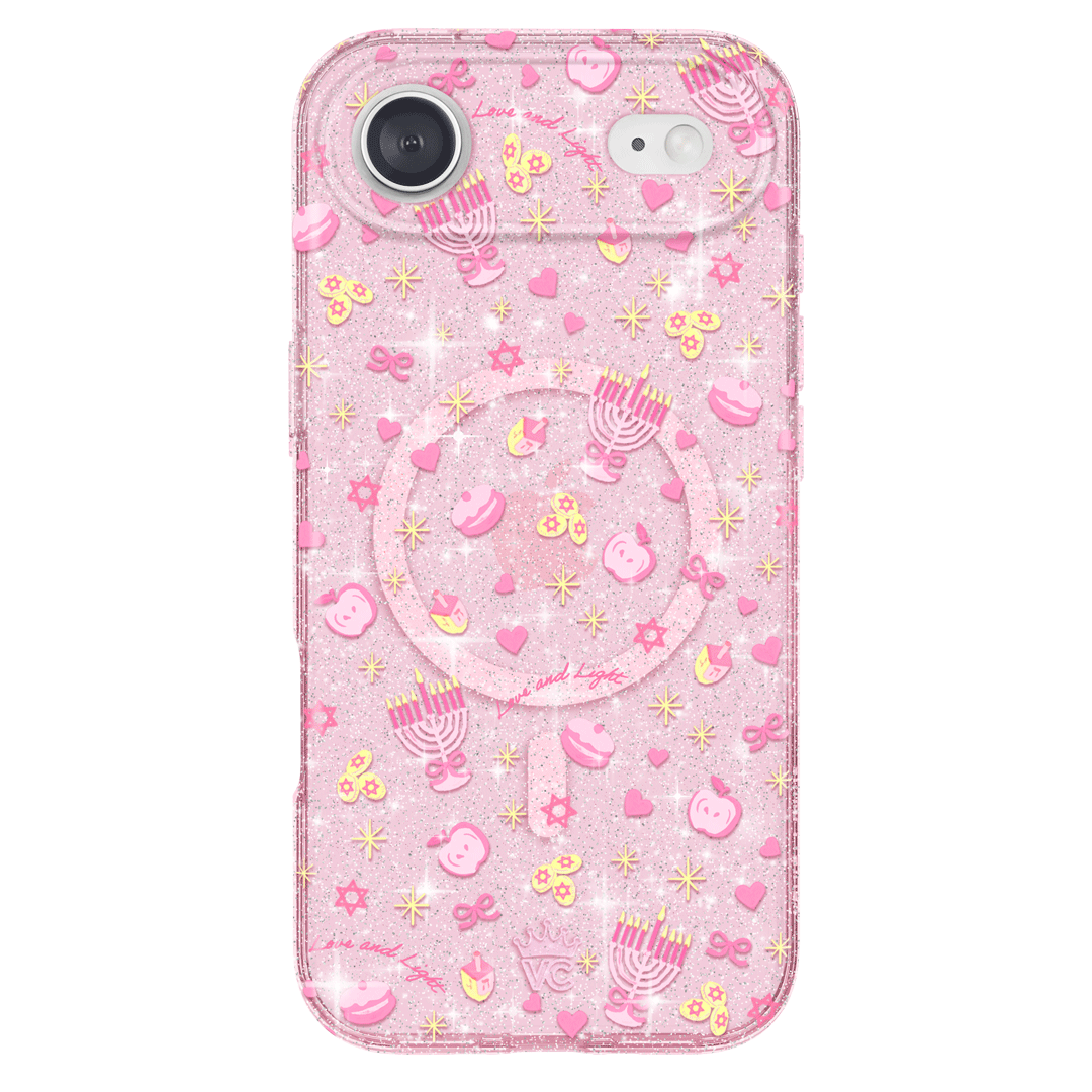 Pink Hanukkah Glitter iPhone Case