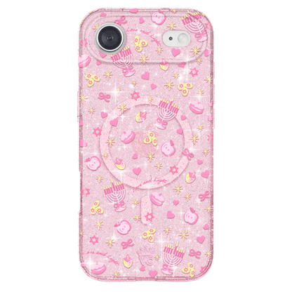 Pink Hanukkah Glitter iPhone Case