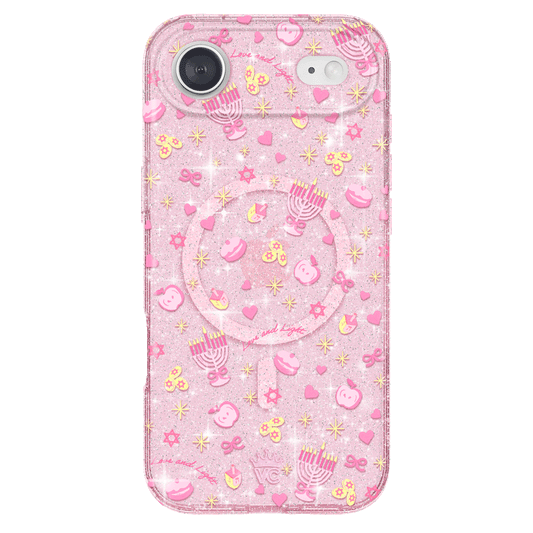 Pink Hanukkah Glitter iPhone Case