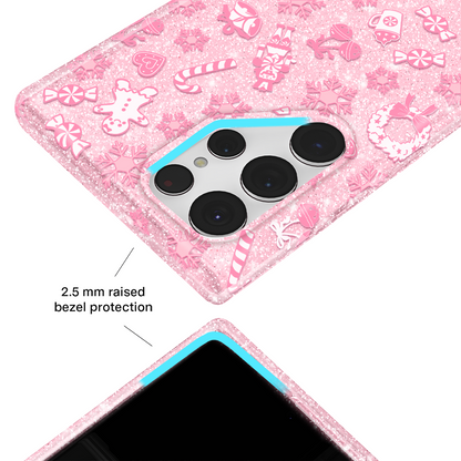 Pink Christmas Glitter Samsung Case