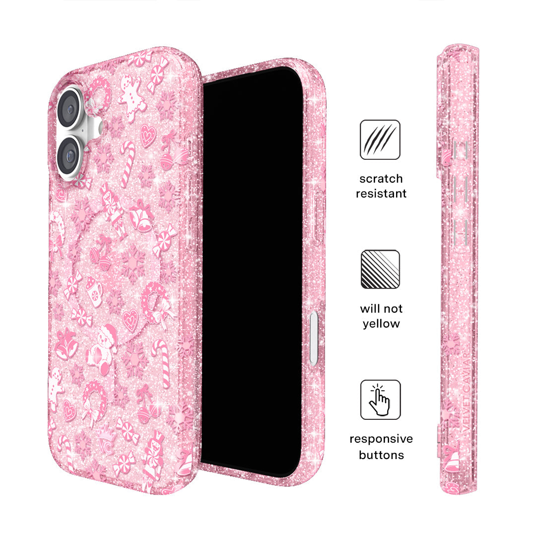 Pink Christmas Glitter iPhone Case