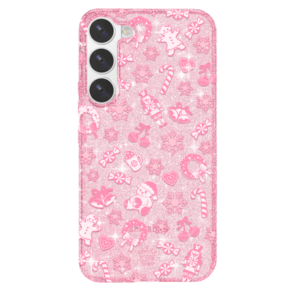 Pink Christmas Glitter Samsung Case