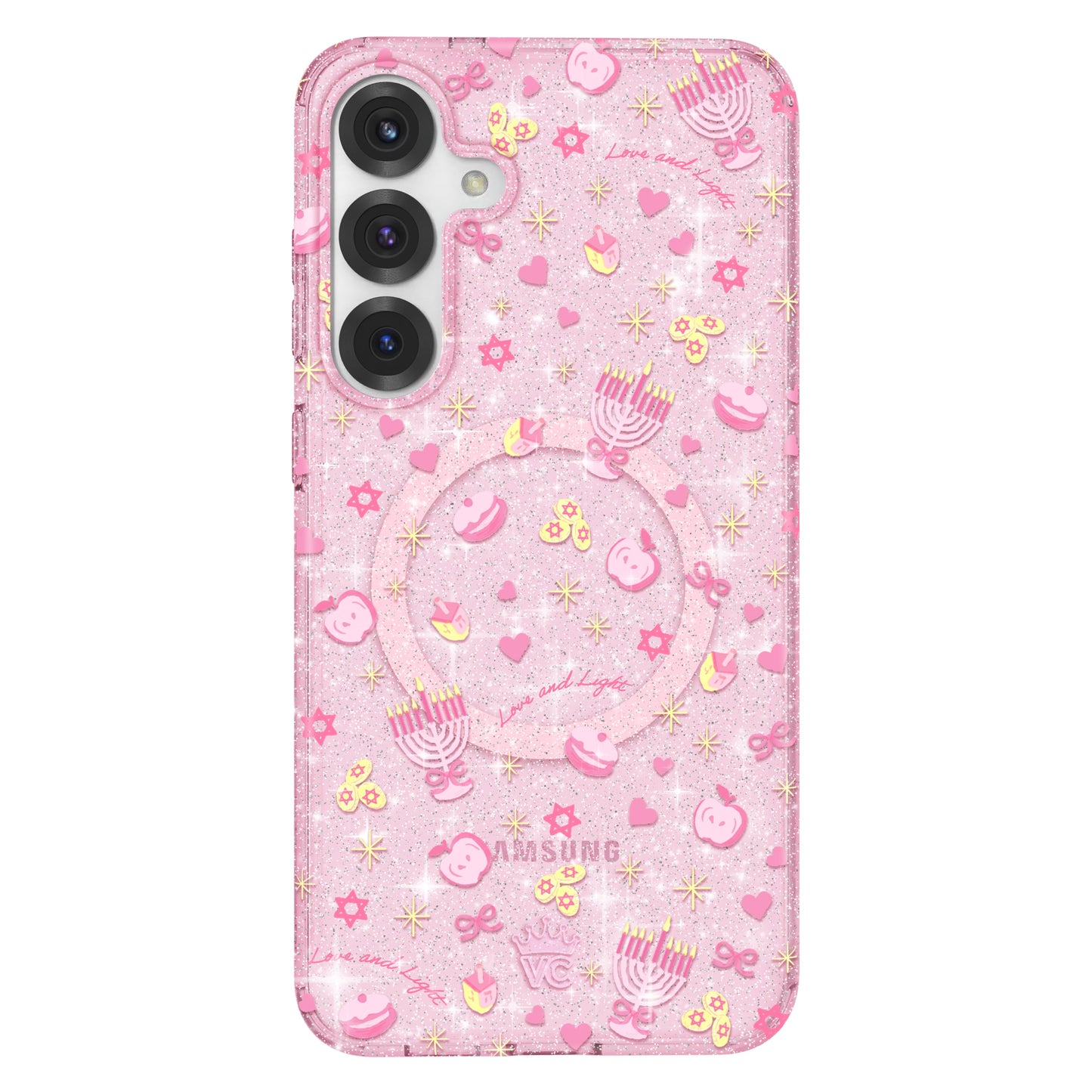 Pink Hanukkah Glitter Samsung Case
