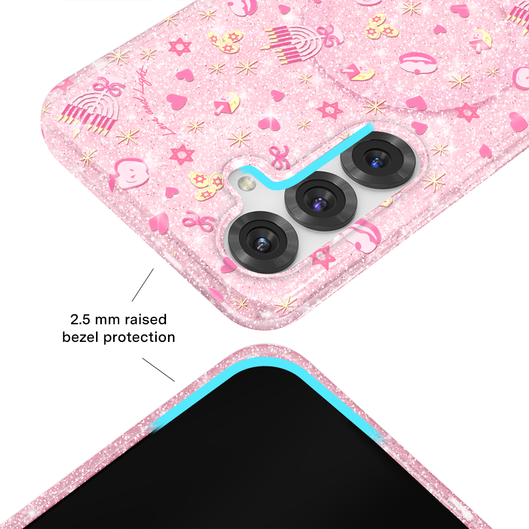 Pink Hanukkah Glitter Samsung Case