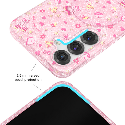 Pink Hanukkah Glitter Samsung Case