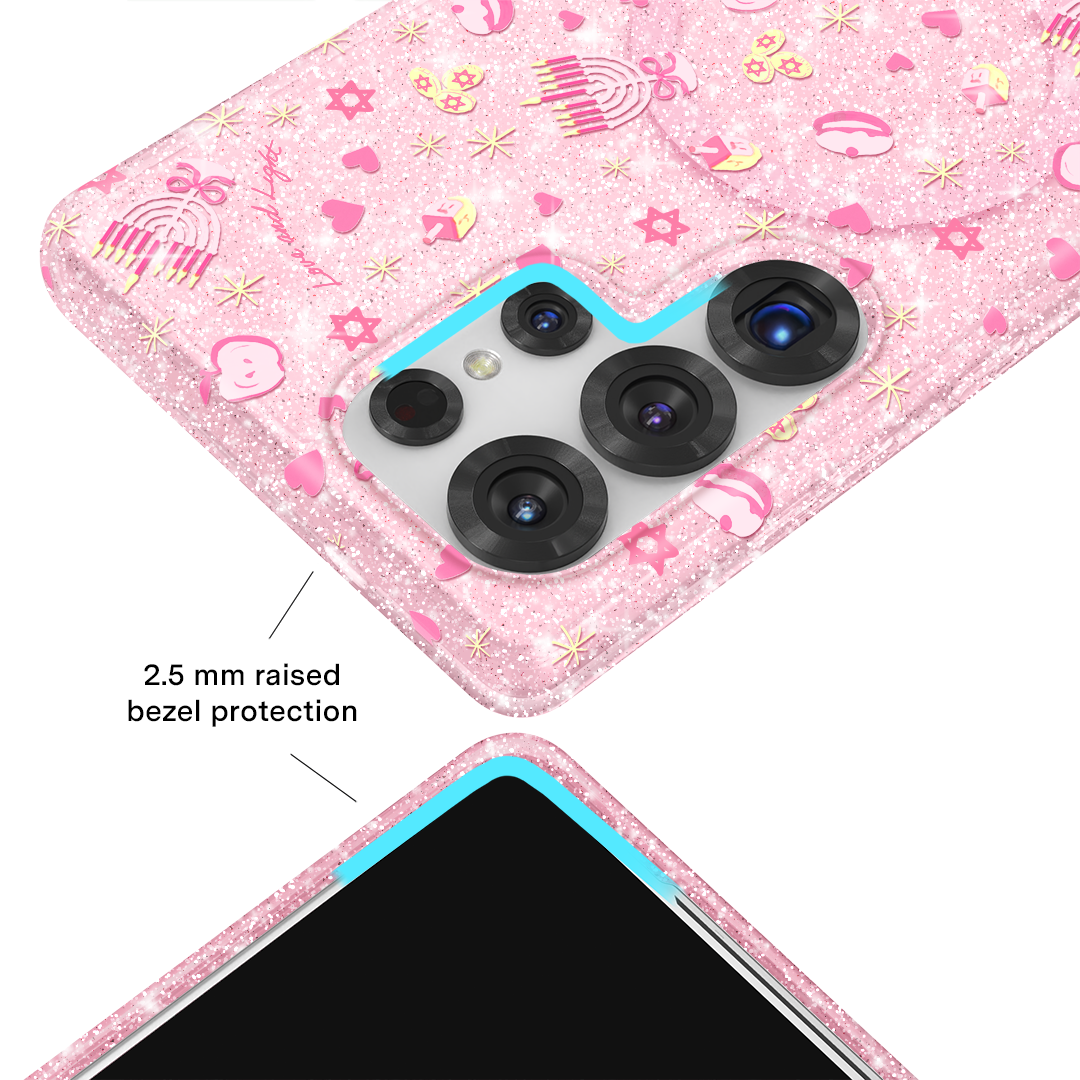 Pink Hanukkah Glitter Samsung Case