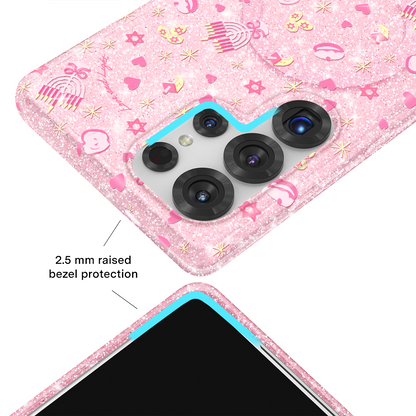 Pink Hanukkah Glitter Samsung Case
