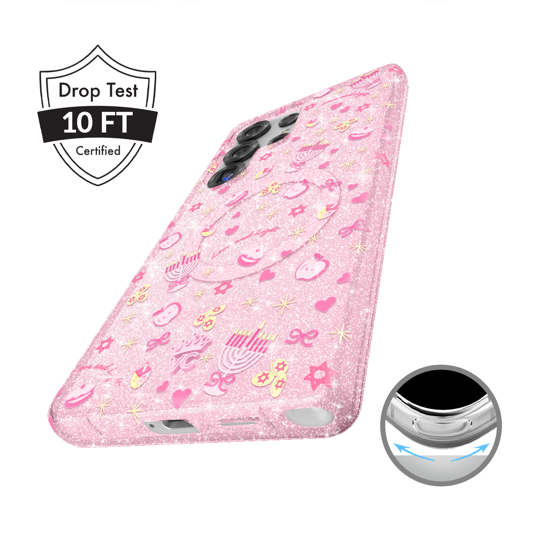 Pink Hanukkah Glitter Samsung Case