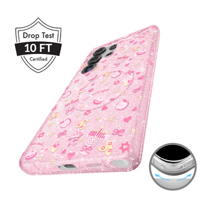 Pink Hanukkah Glitter Samsung Case