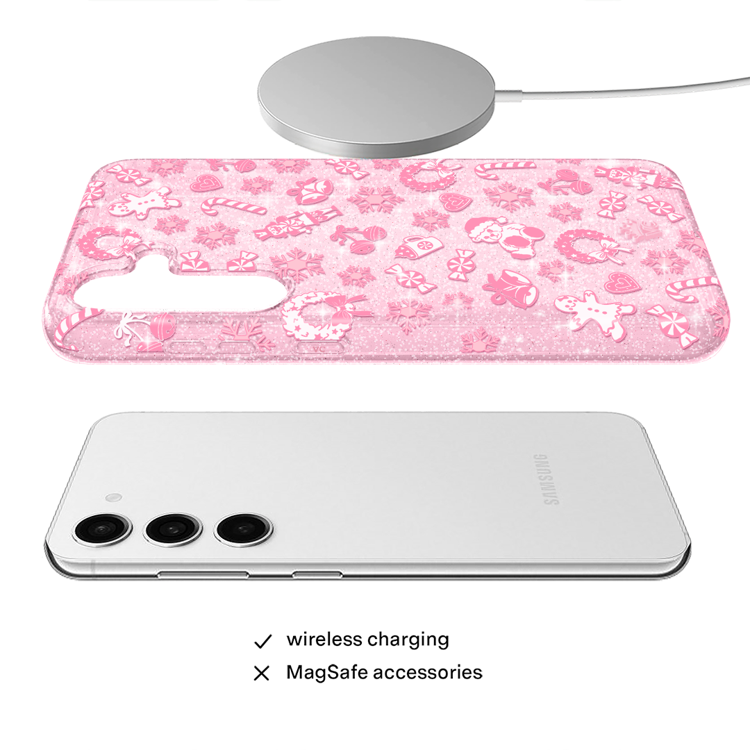 Pink Christmas Glitter Samsung Case