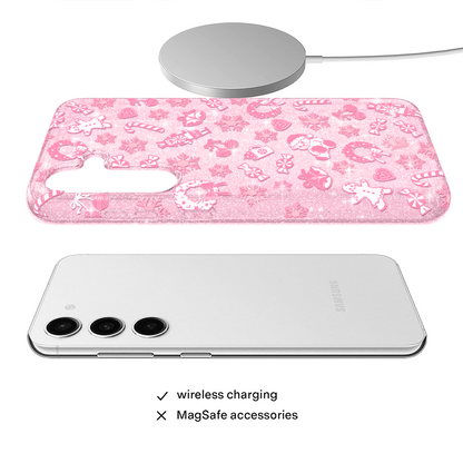 Pink Christmas Glitter Samsung Case