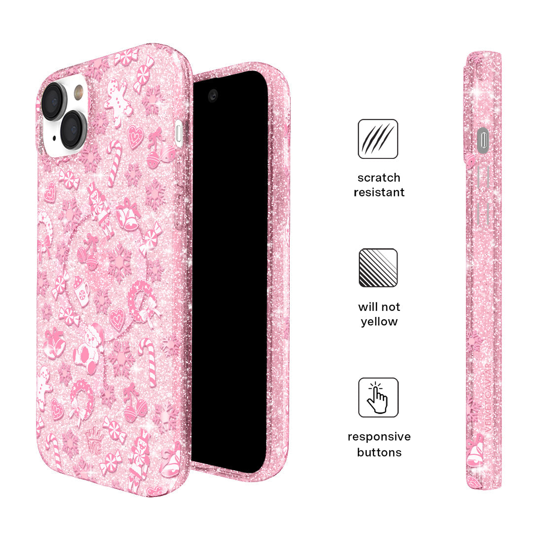 Pink Christmas Glitter iPhone Case