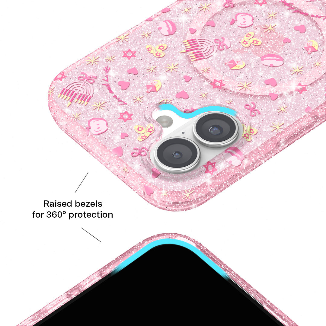 Pink Hanukkah Glitter iPhone Case