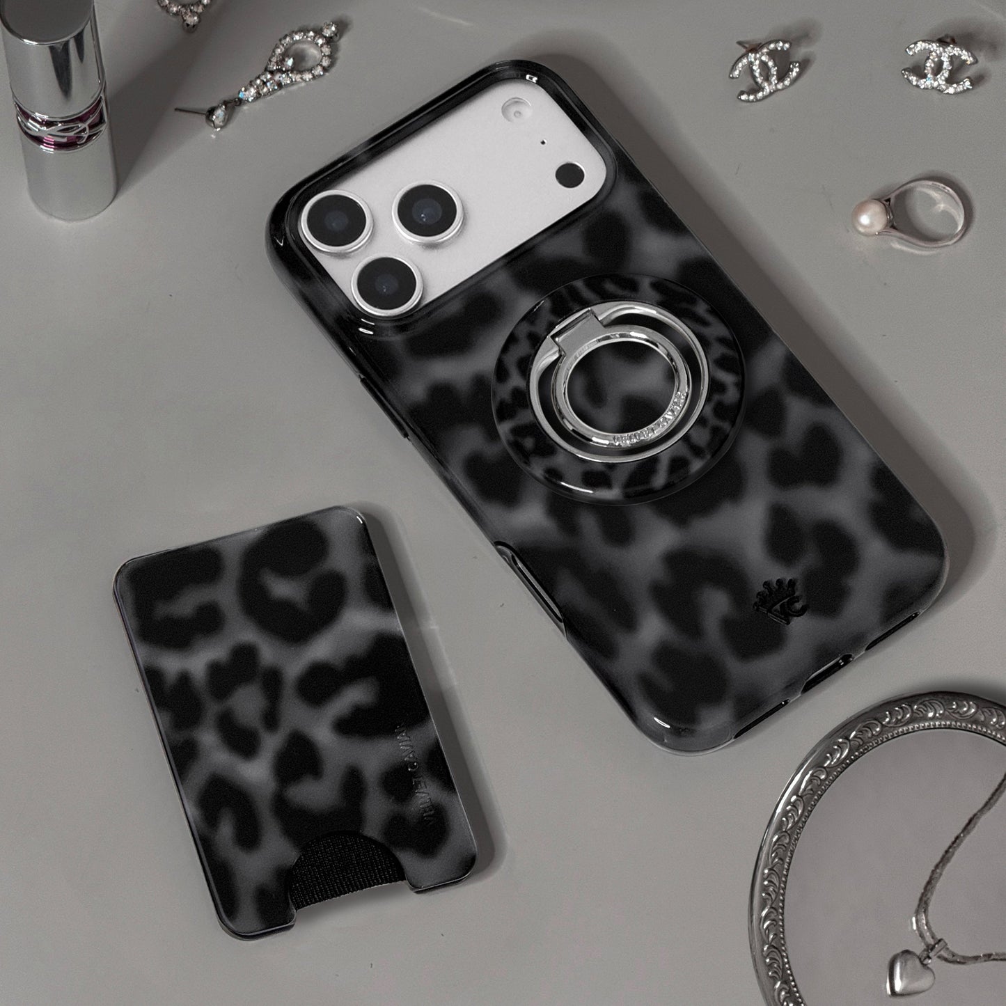 It Girl Black Leopard MagSafe Wallet