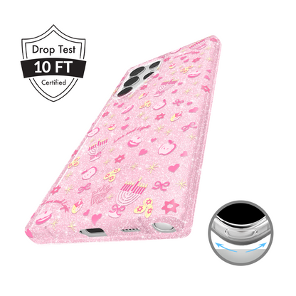 Pink Hanukkah Glitter Samsung Case