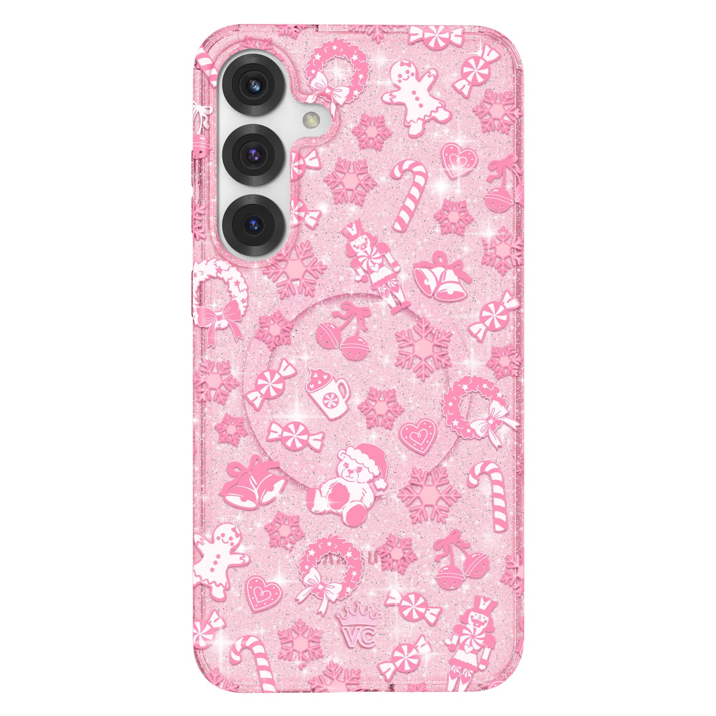 Pink Christmas Glitter Samsung Case