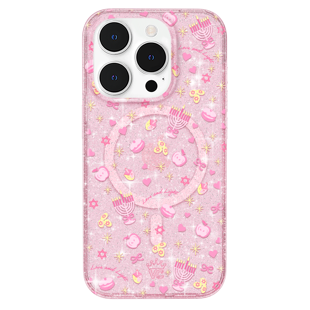 Pink Hanukkah Glitter iPhone Case