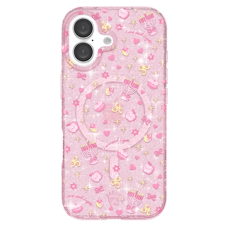 Pink Hanukkah Glitter iPhone Case